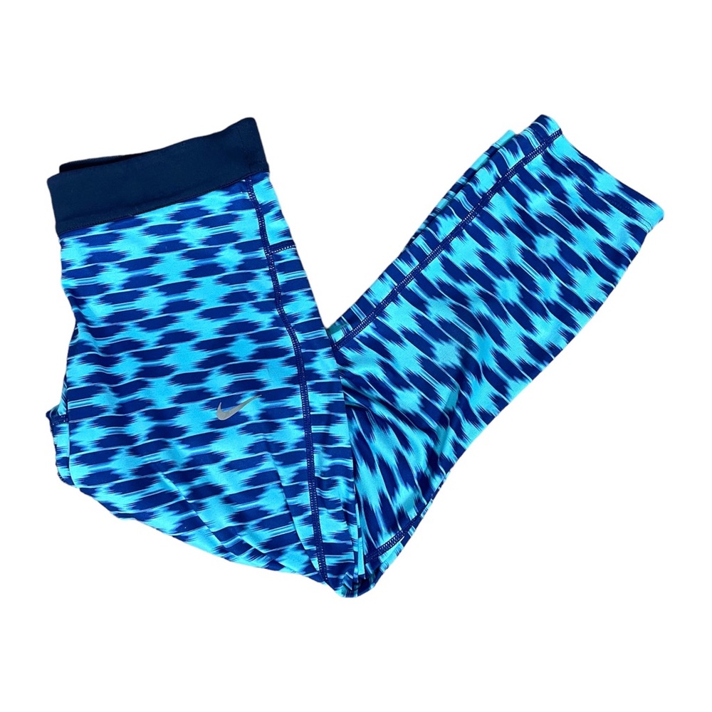 Nike Dri-Fit Relay Print Blue Capri Tights Size S